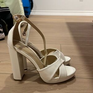 Comfortable white heels